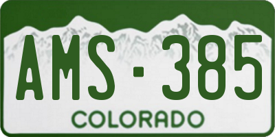 CO license plate AMS385