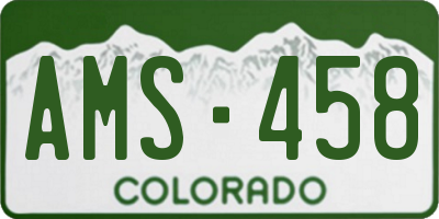CO license plate AMS458
