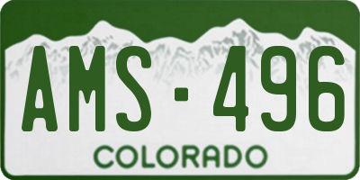 CO license plate AMS496