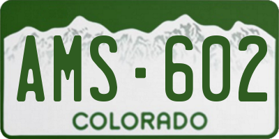 CO license plate AMS602