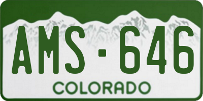 CO license plate AMS646