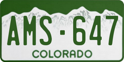 CO license plate AMS647
