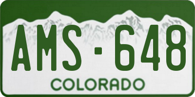CO license plate AMS648