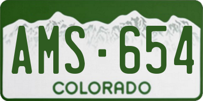 CO license plate AMS654