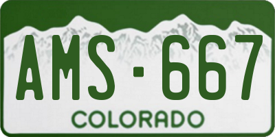 CO license plate AMS667