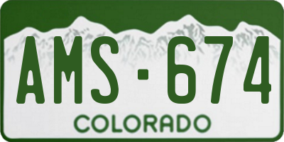 CO license plate AMS674