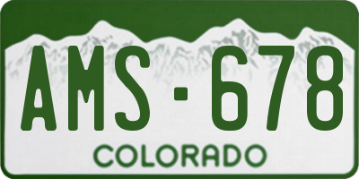 CO license plate AMS678
