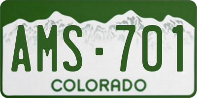 CO license plate AMS701