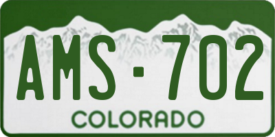 CO license plate AMS702