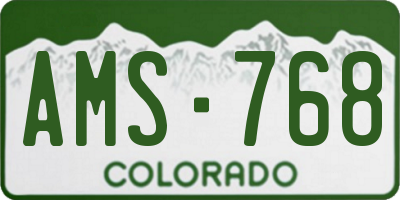 CO license plate AMS768