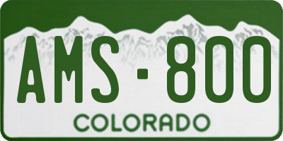 CO license plate AMS800
