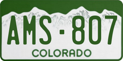 CO license plate AMS807