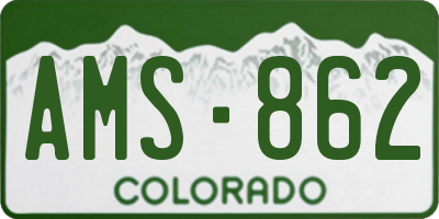 CO license plate AMS862