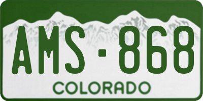 CO license plate AMS868