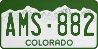 CO license plate AMS882
