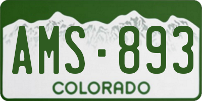CO license plate AMS893