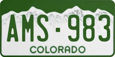 CO license plate AMS983