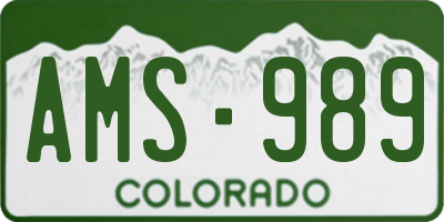 CO license plate AMS989