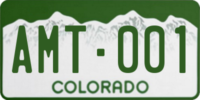 CO license plate AMT001