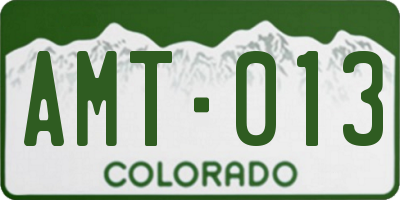 CO license plate AMT013
