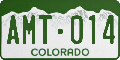 CO license plate AMT014