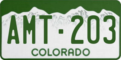 CO license plate AMT203