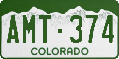 CO license plate AMT374