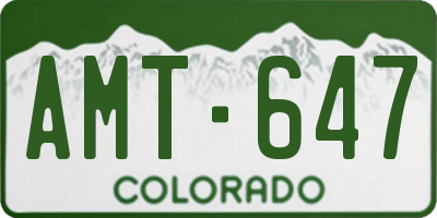 CO license plate AMT647