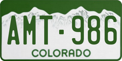 CO license plate AMT986