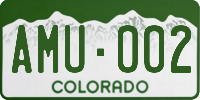 CO license plate AMU002