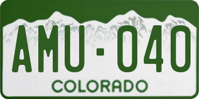 CO license plate AMU040
