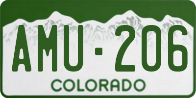 CO license plate AMU206