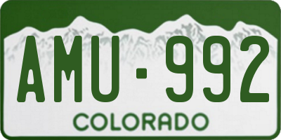CO license plate AMU992