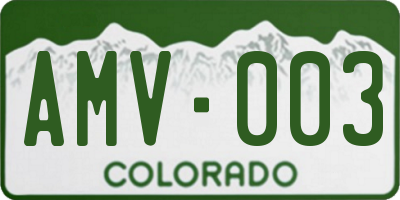 CO license plate AMV003