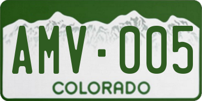 CO license plate AMV005