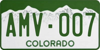 CO license plate AMV007