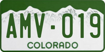 CO license plate AMV019