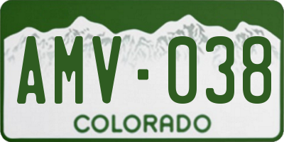 CO license plate AMV038