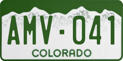CO license plate AMV041