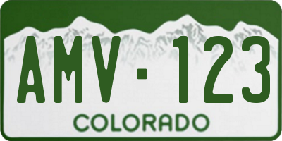 CO license plate AMV123