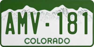 CO license plate AMV181