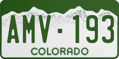 CO license plate AMV193