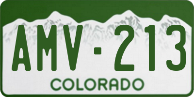 CO license plate AMV213