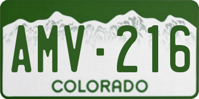 CO license plate AMV216
