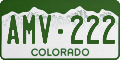 CO license plate AMV222