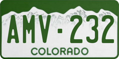 CO license plate AMV232