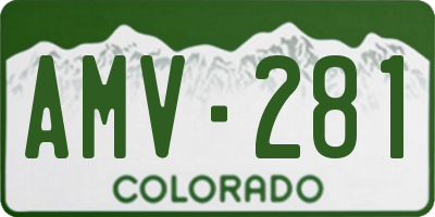 CO license plate AMV281