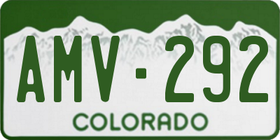 CO license plate AMV292