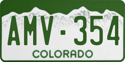 CO license plate AMV354