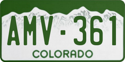 CO license plate AMV361